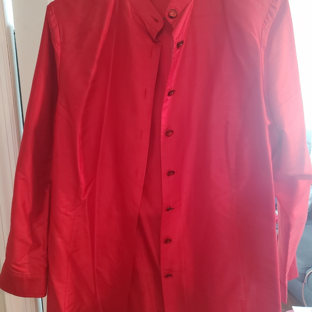 100% SILK Mandarin collar tunic with side slits